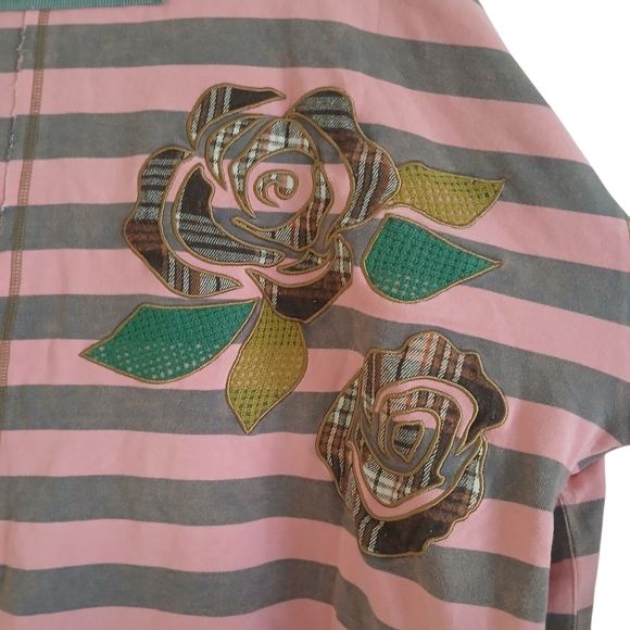 Oli And Hali Oversized Patchwork Pullover Women's XL Striped Pockets Slouchy - Picture 7 of 11